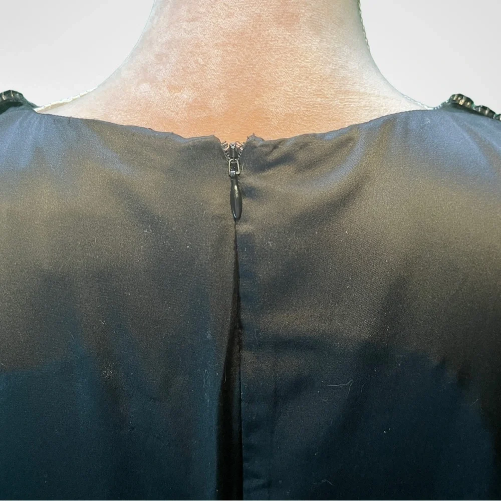 JOE FRESH Black Silk Cocktail Dress with Jeweled Shoulder Detailing EUC Size 12  - Picture 7 of 7